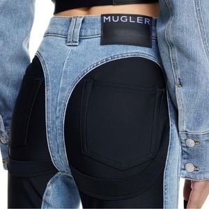 Mugler H&M collar spiral jeans